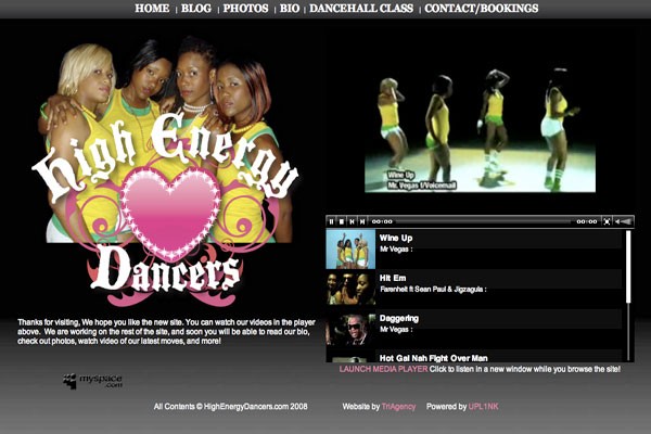 High Energy Dancers website design by TriAgency
