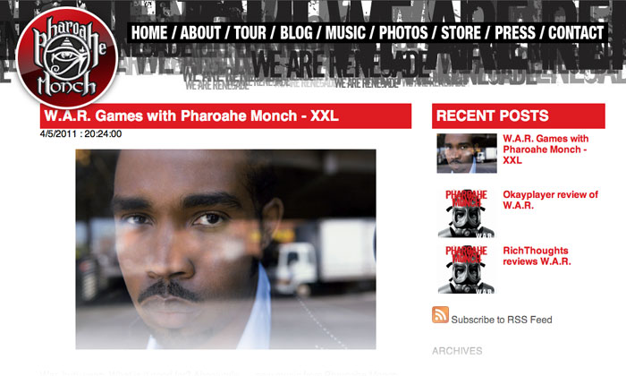 Pharoahe Monch website design by TriAgency
