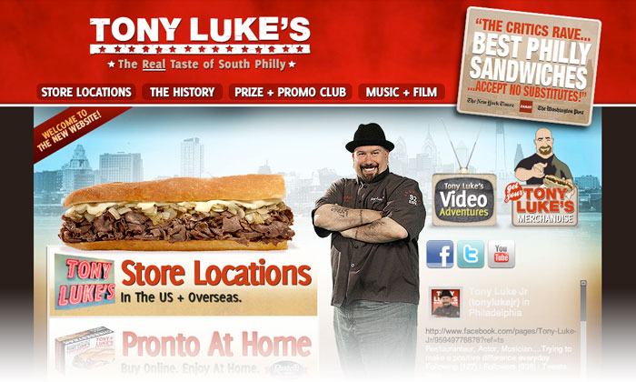 Tony Luke's website design by TriAgency